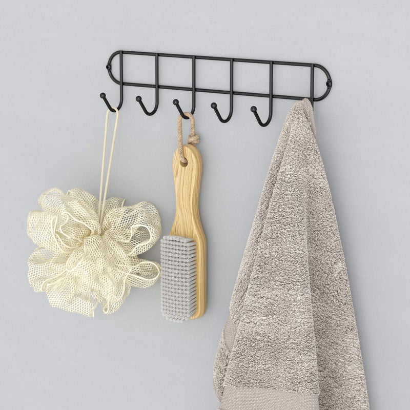 Tibres - Farmhouse Coffee Cup and Mug Rack Door or Wall Mounted - Rustic Kitchen Utensil Rack with Hooks for Spoon Spatula and Towel - Small Cup and Mug Holder - Black - Set of 2 - Image 5